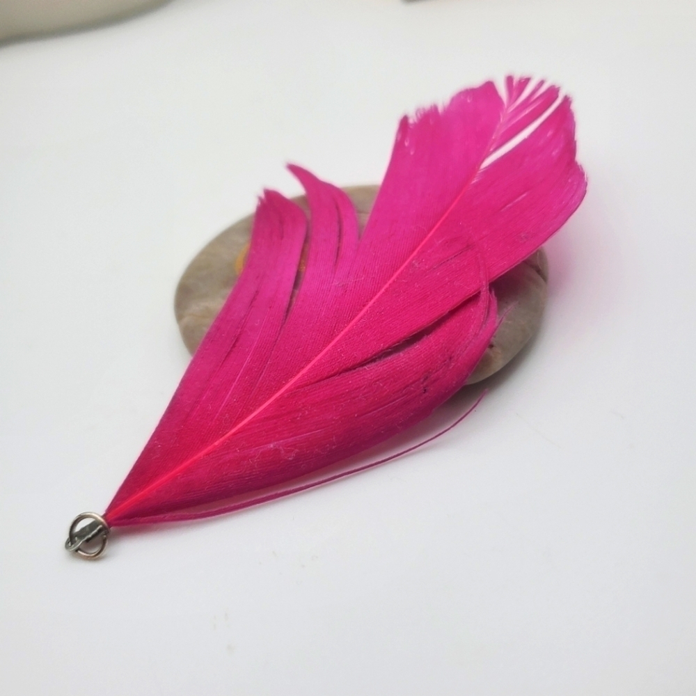 Pink feather‎ charm